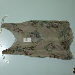 J. Jill Floral Tank Top - Cream and Green